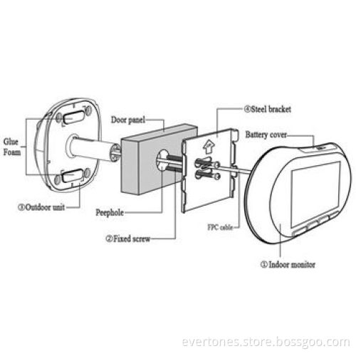 WiFi exitec digital door viewer with 3.7inch TFT display and doorbell button
